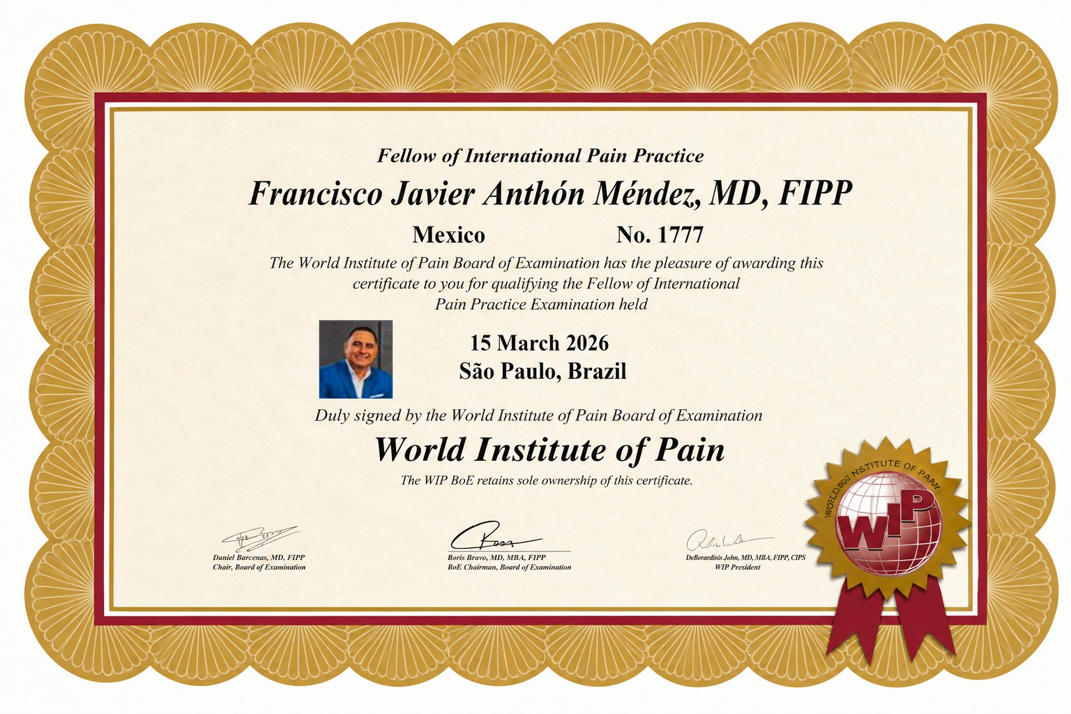 Certificación FIPP Francisco Javier Anthón Méndez